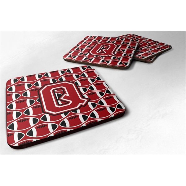 Carolines Treasures Letter Q Football Red, Black and White Foam Coaster, Set of 4 CJ1073-QFC